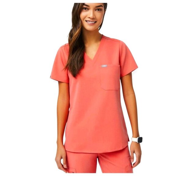 FIGS Technical Collection Coral Catarina Scrub Top Women's Size XL - Picture 2 of 8